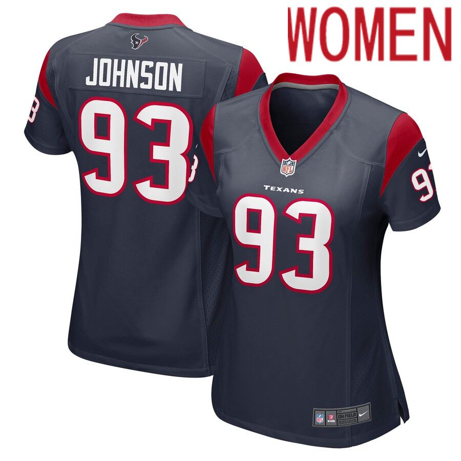 Women Houston Texans #93 Jaleel Johnson Nike Navy Game NFL Jersey->women nfl jersey->Women Jersey